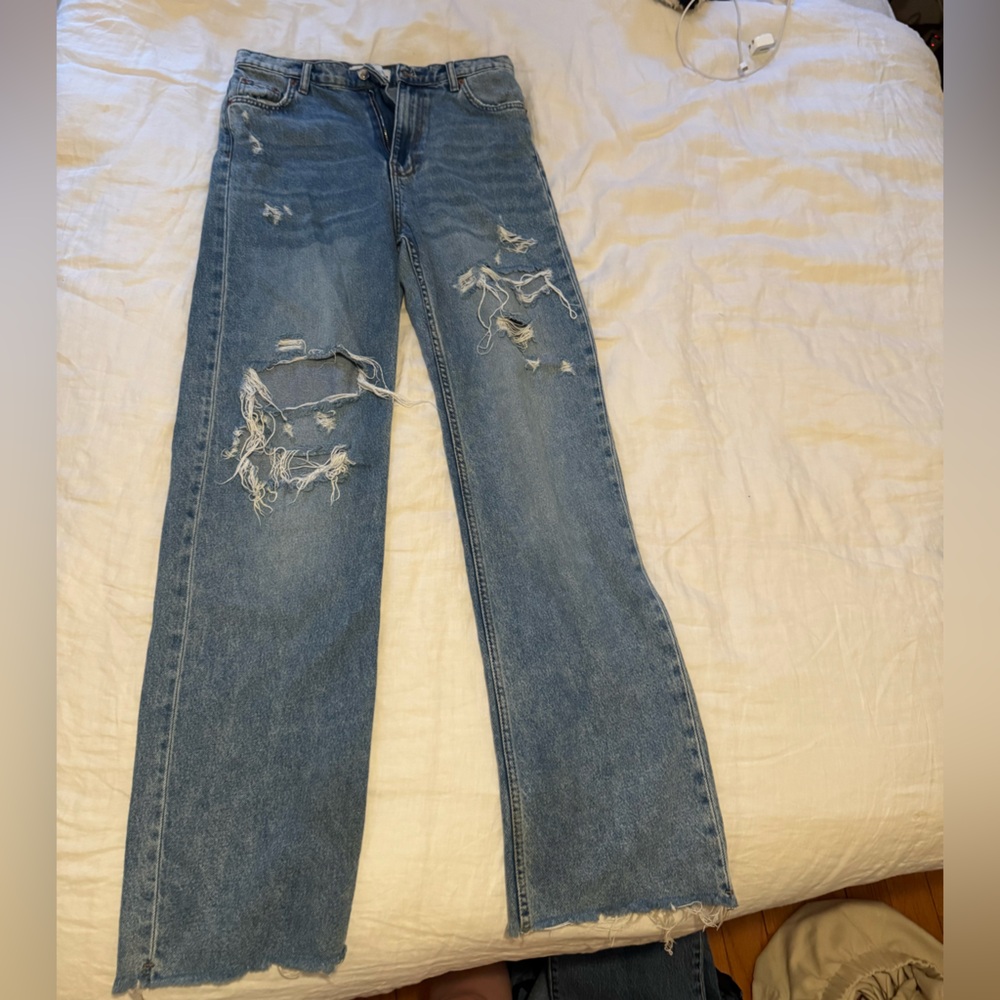 Zara distressed Blue Denim Jeans